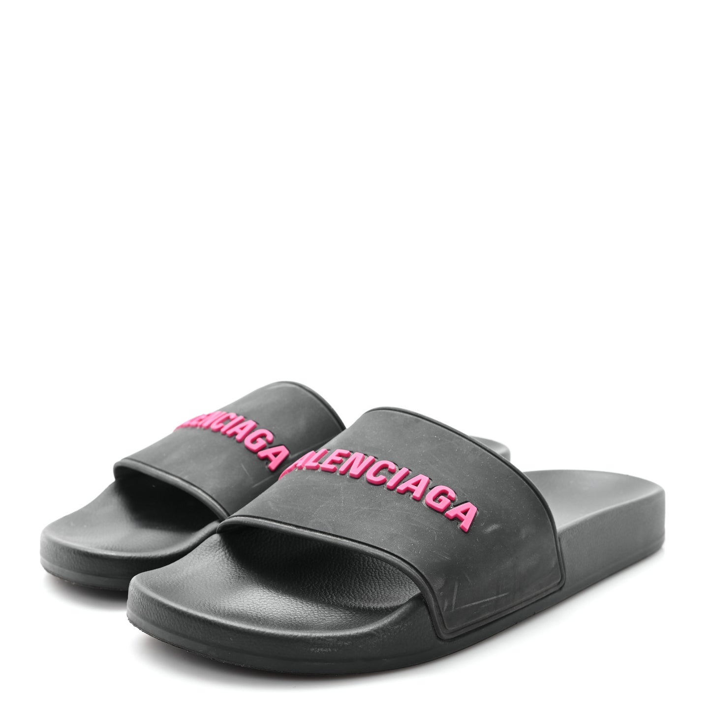 Rubber Womens Logo Pool Slide Sandals 39 Black Fuschia