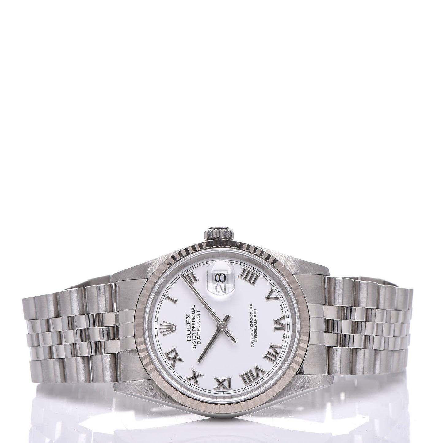 Stainless Steel 18K White Gold 36mm Oyster Perpetual Datejust Watch White Roman 16234
