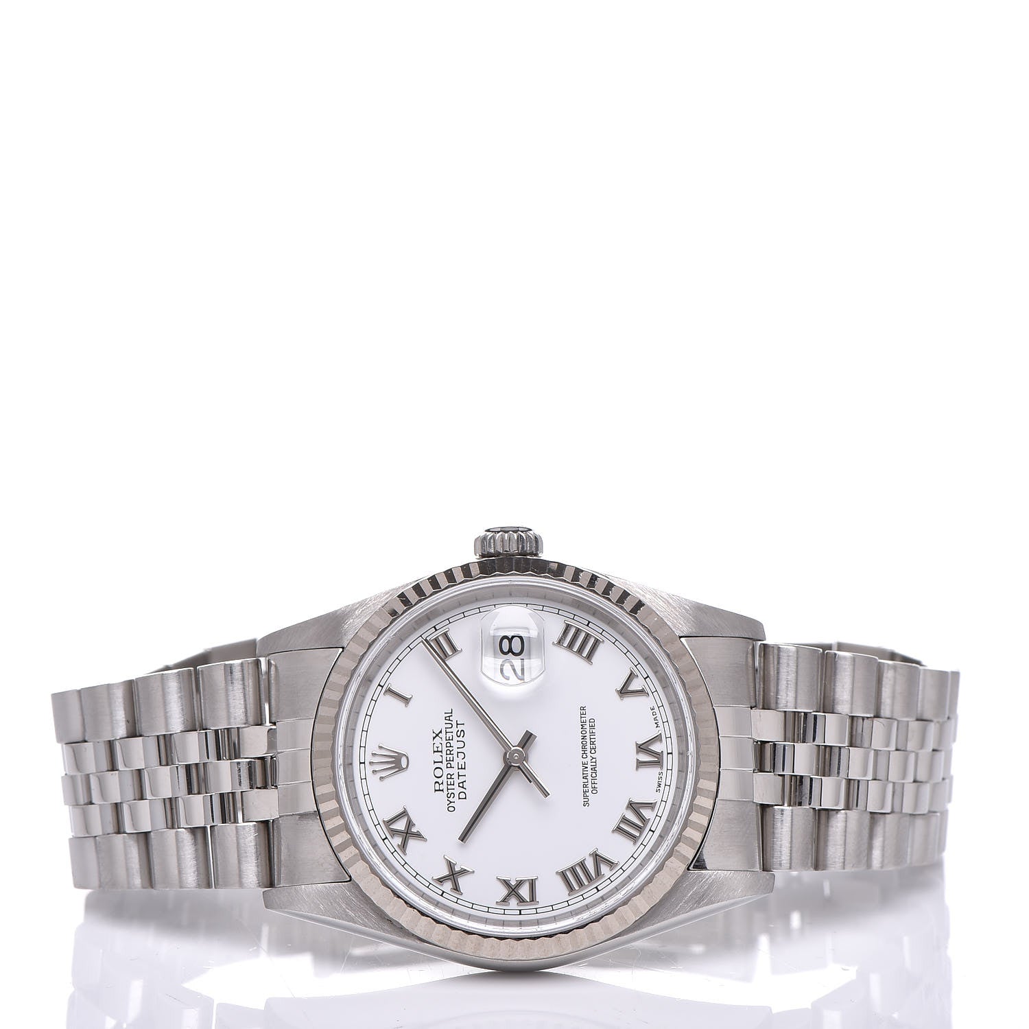 Rolex Stainless Steel 18K White Gold 36mm Oyster Perpetual Datejust Watch White Roman 16234 3 of 7