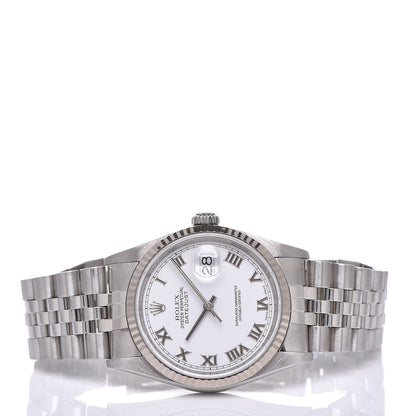 Rolex Stainless Steel 18K White Gold 36mm Oyster Perpetual Datejust Watch White Roman 16234 3 of 7