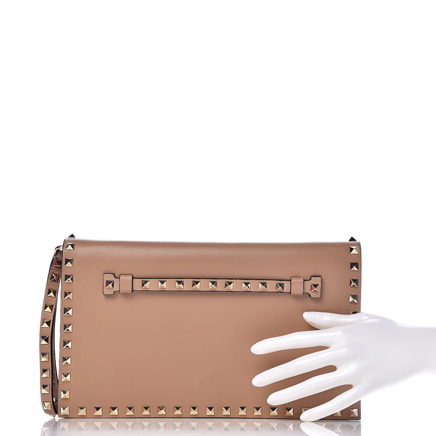 Valentino Garavani Nappa Rockstud Wristlet Clutch Alpaca 2 of 8