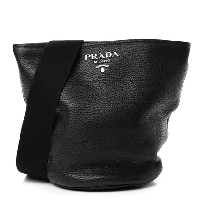 Prada Vitello Daino Bucket Bag Black 1 of 9