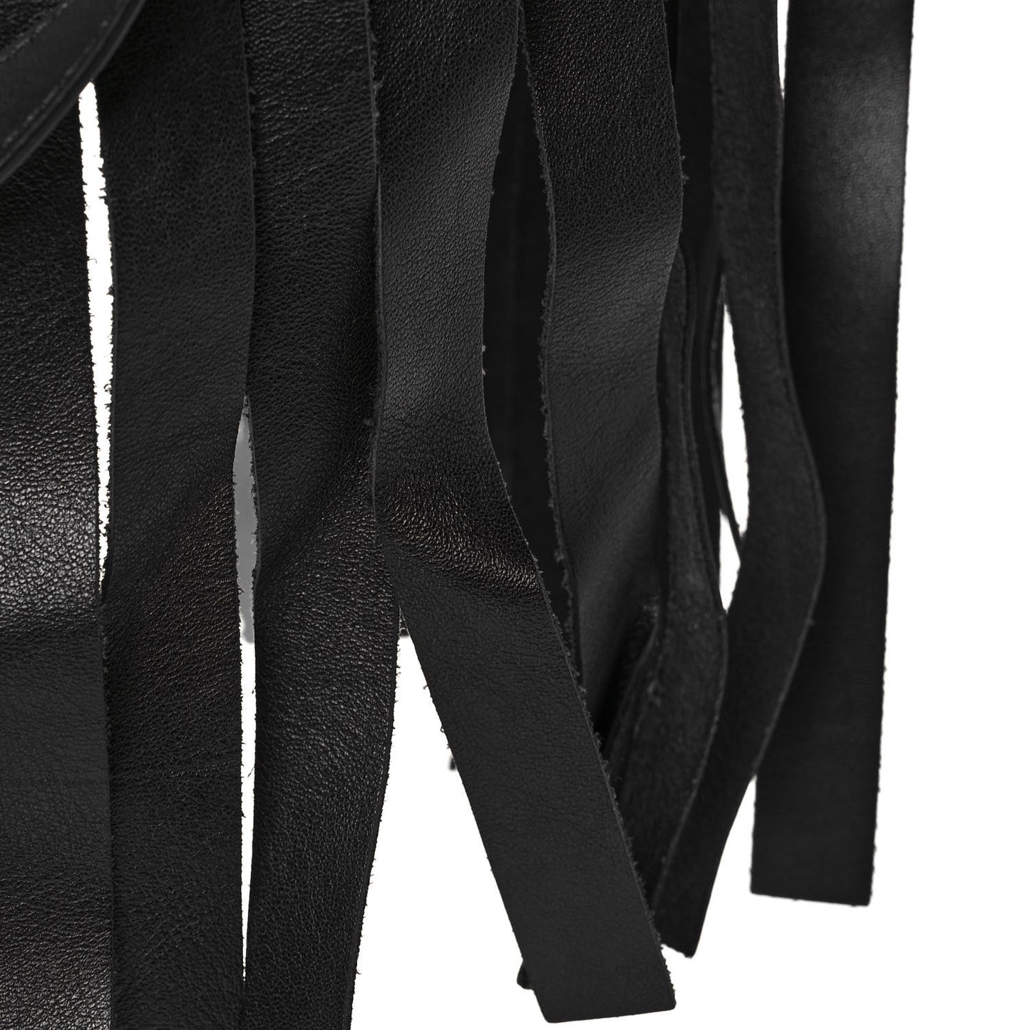 Calfskin XS Fringe Laundry Cabas Black