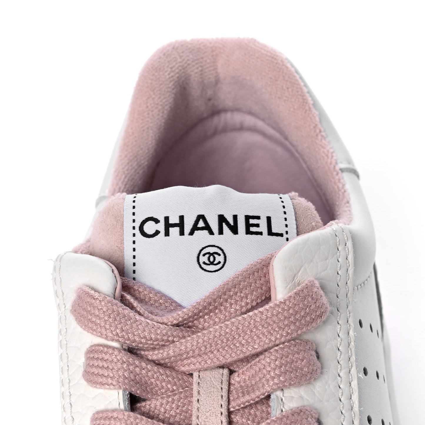 Grained Calfskin Fabric Womens Logo Sneakers 40.5 White Pink