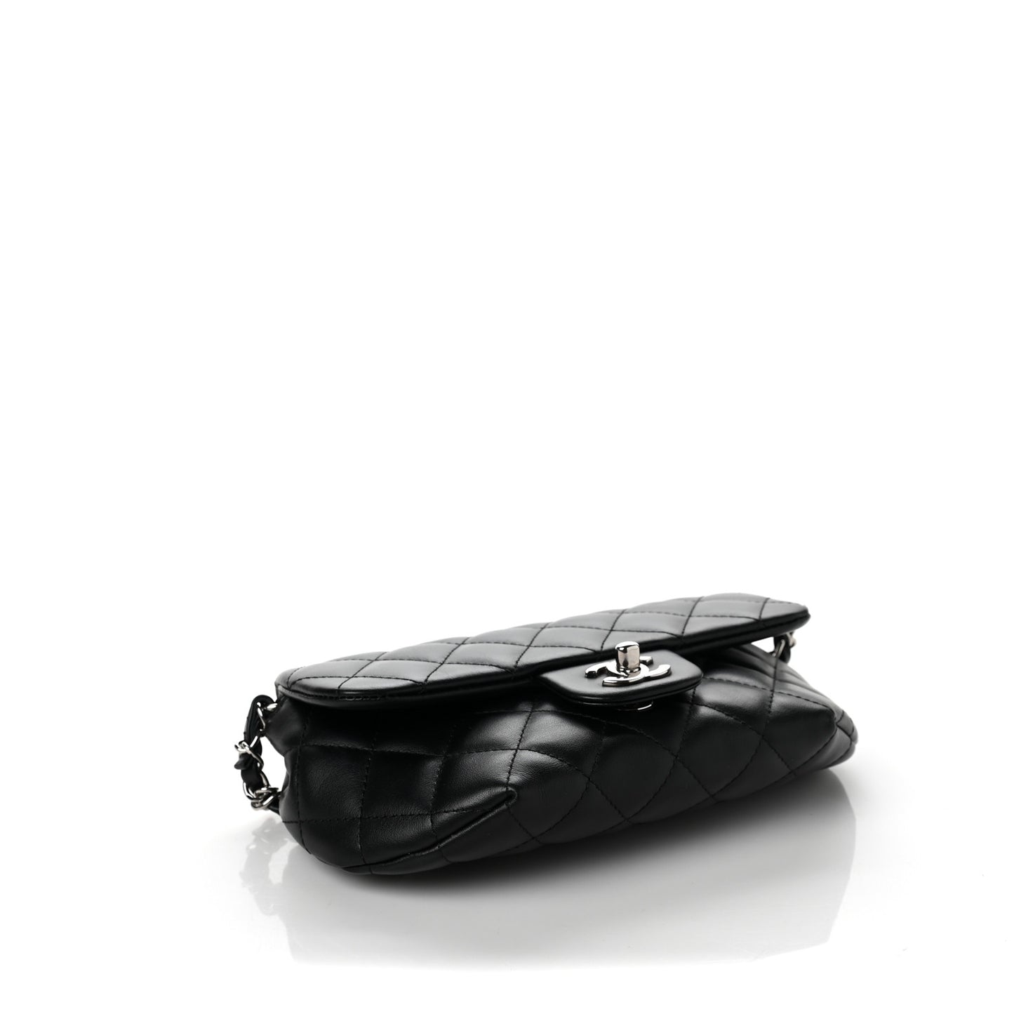 Calfskin Quilted CC Uniform Flap Belt Bag Black