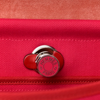 Hermes Toile Militaire Vache Hunter Laque Herbag Zip Retourne 31 PM Rose Mexico Rouge Piment 11 of 12
