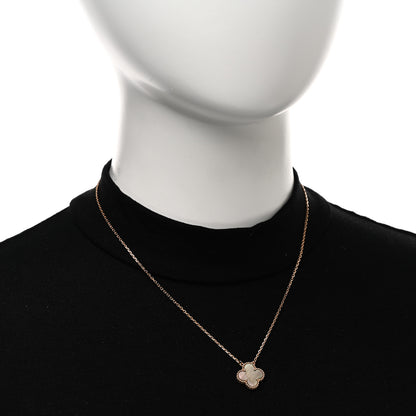 Van Cleef & Arpels 18K Rose Gold Gray Mother of Pearl Vintage Alhambra Pendant Necklace 2 of 6