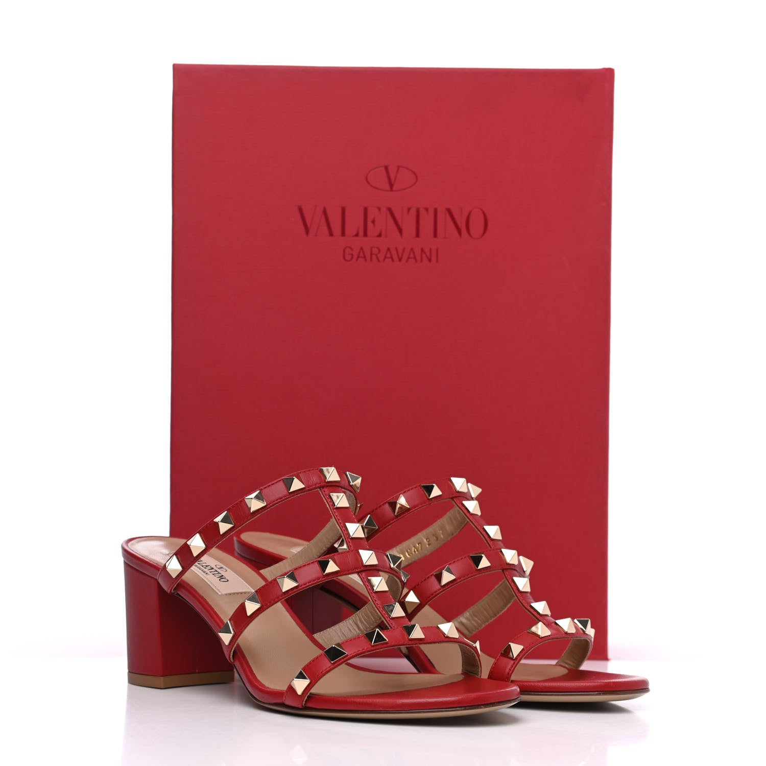 Valentino Garavani Calfskin Rockstud 60mm Caged Slide Sandals 37 Rosso Valentino 14 of 14