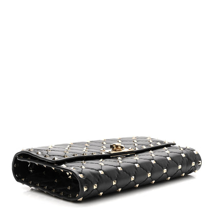 Valentino Garavani Lambskin Rockstud Spike Wallet on Chain Black 4 of 11