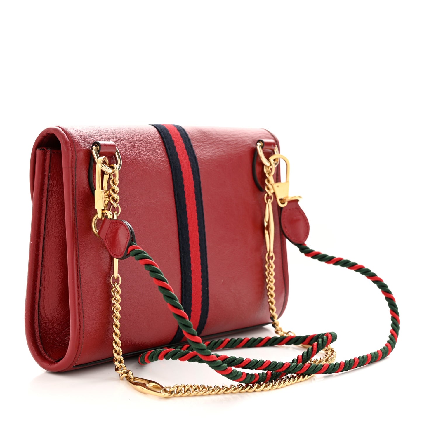 Textured Calfskin Web Rajah Slim Flap Shoulder Bag Romantic Cherry