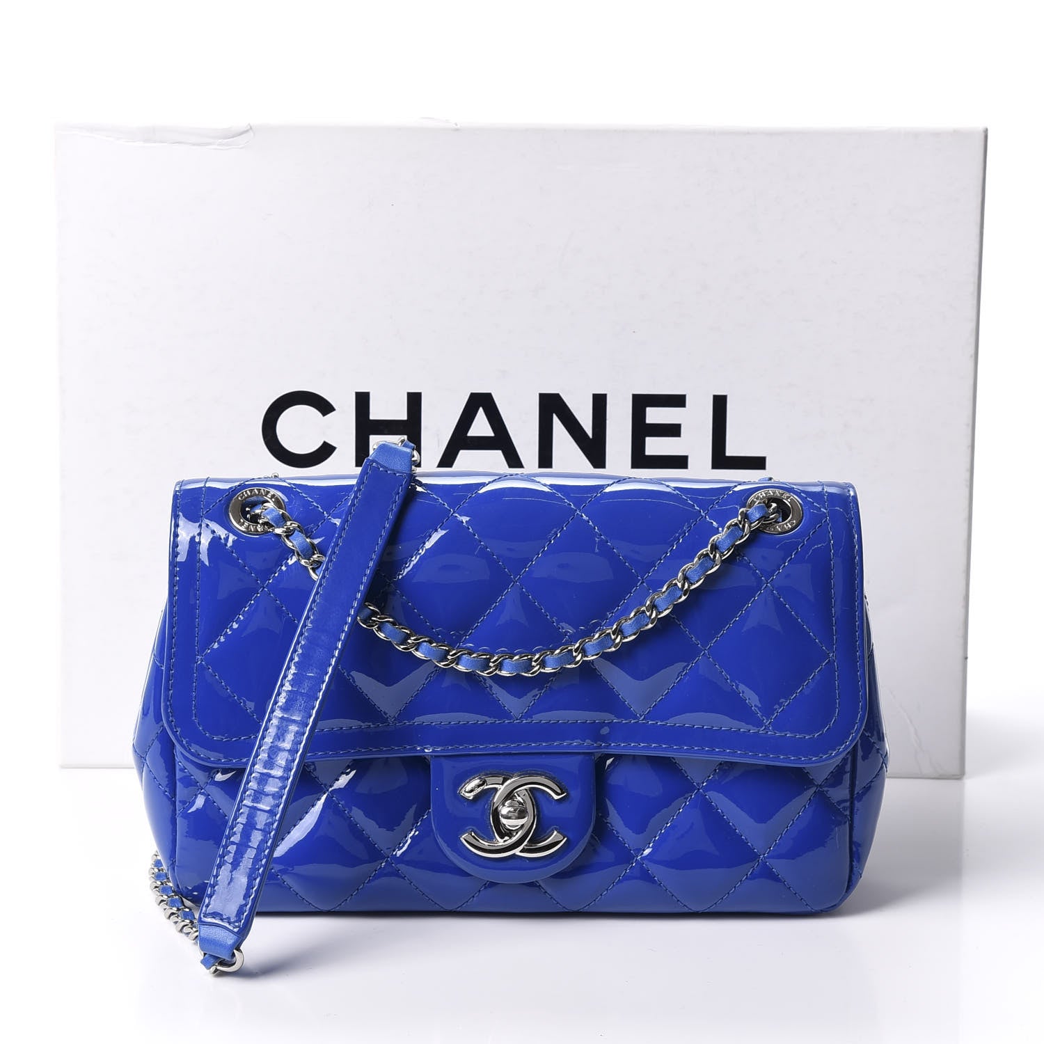 Chanel Patent Quilted Small Coco Shine Flap Blue 10 of 10