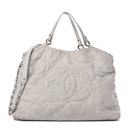 Chanel Iridescent Calfskin Diamond Stitched CC Shopping Tote Gris Clair 1 of 15