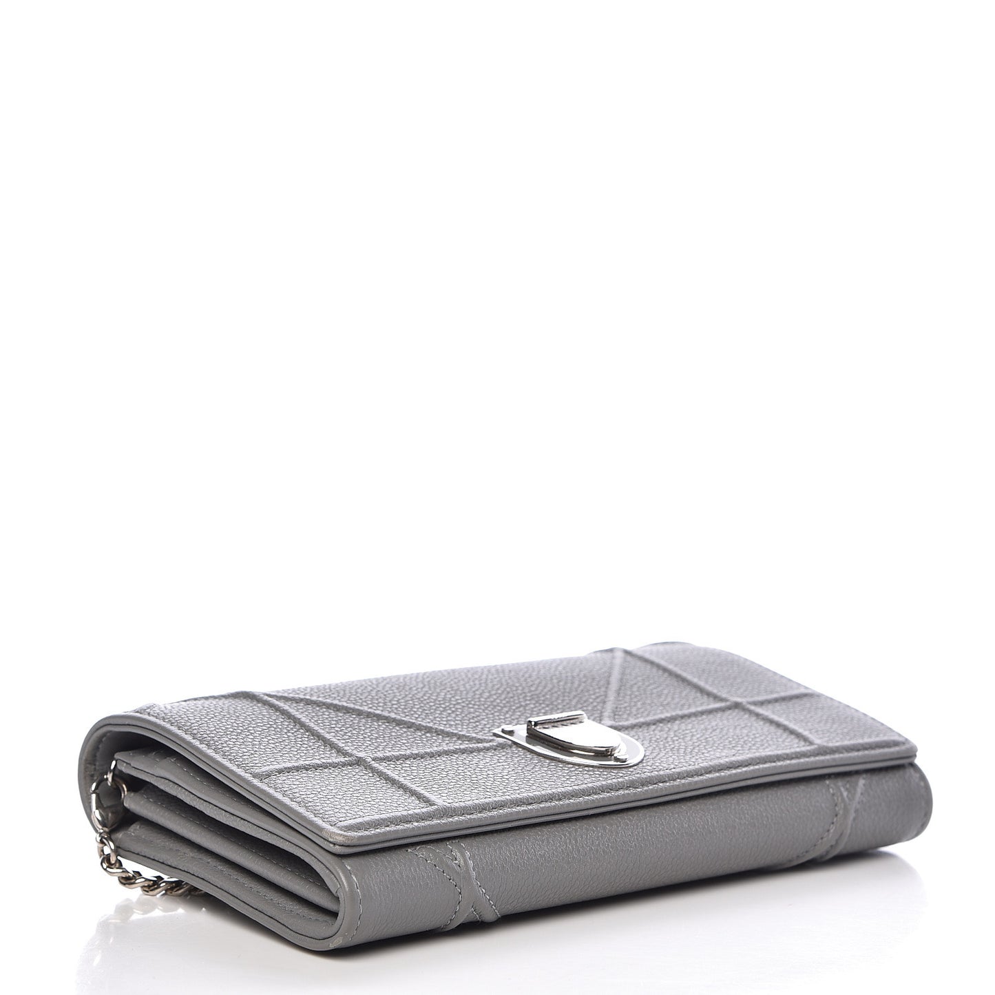 Grained Calfskin Diorama Croisiere Chain Wallet Gris