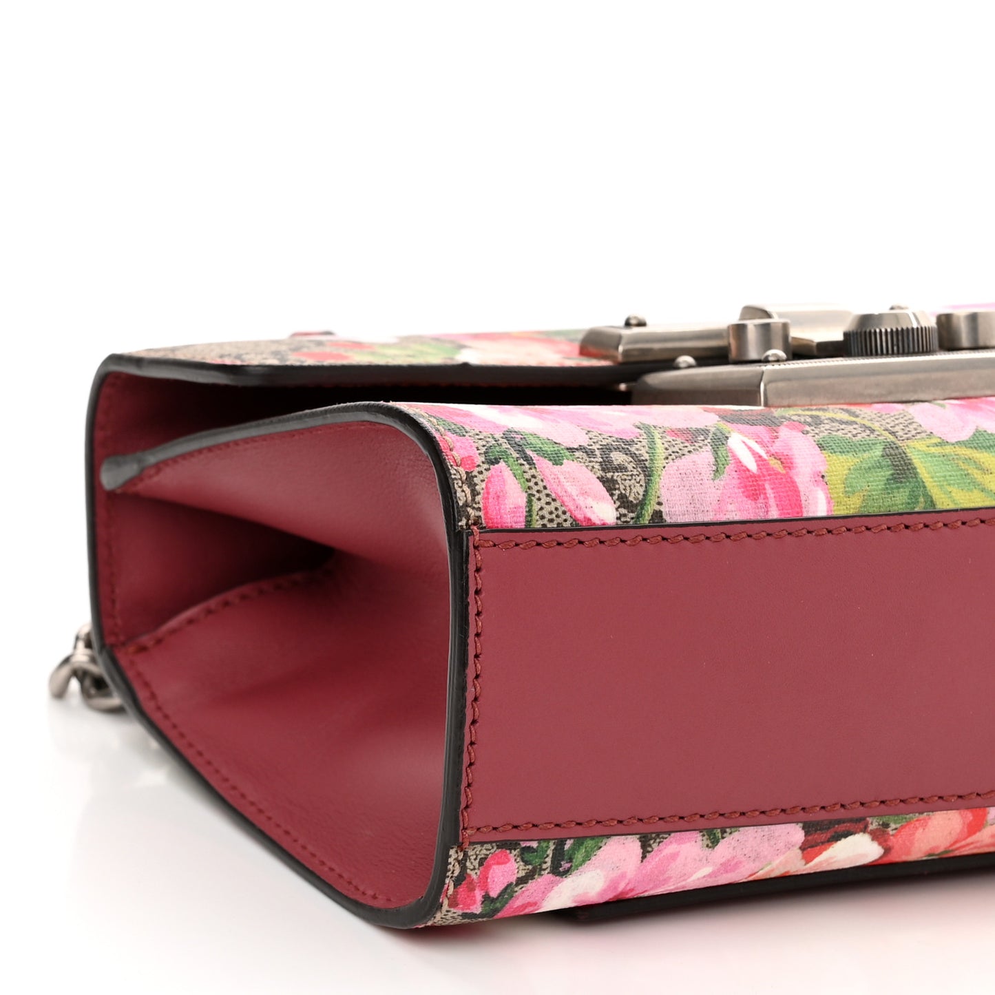 GG Supreme Monogram Blooms Small Padlock Shoulder Bag Beige Multicolor Dry Rose