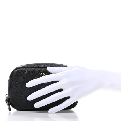 Chanel Caviar Quilted Small Curvy Pouch Cosmetic Case Black 2 of 10
