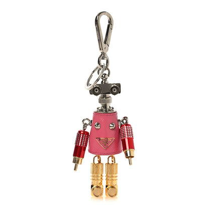 Prada Saffiano Giulietta Robot Trick Keychain Begonia 1 of 5