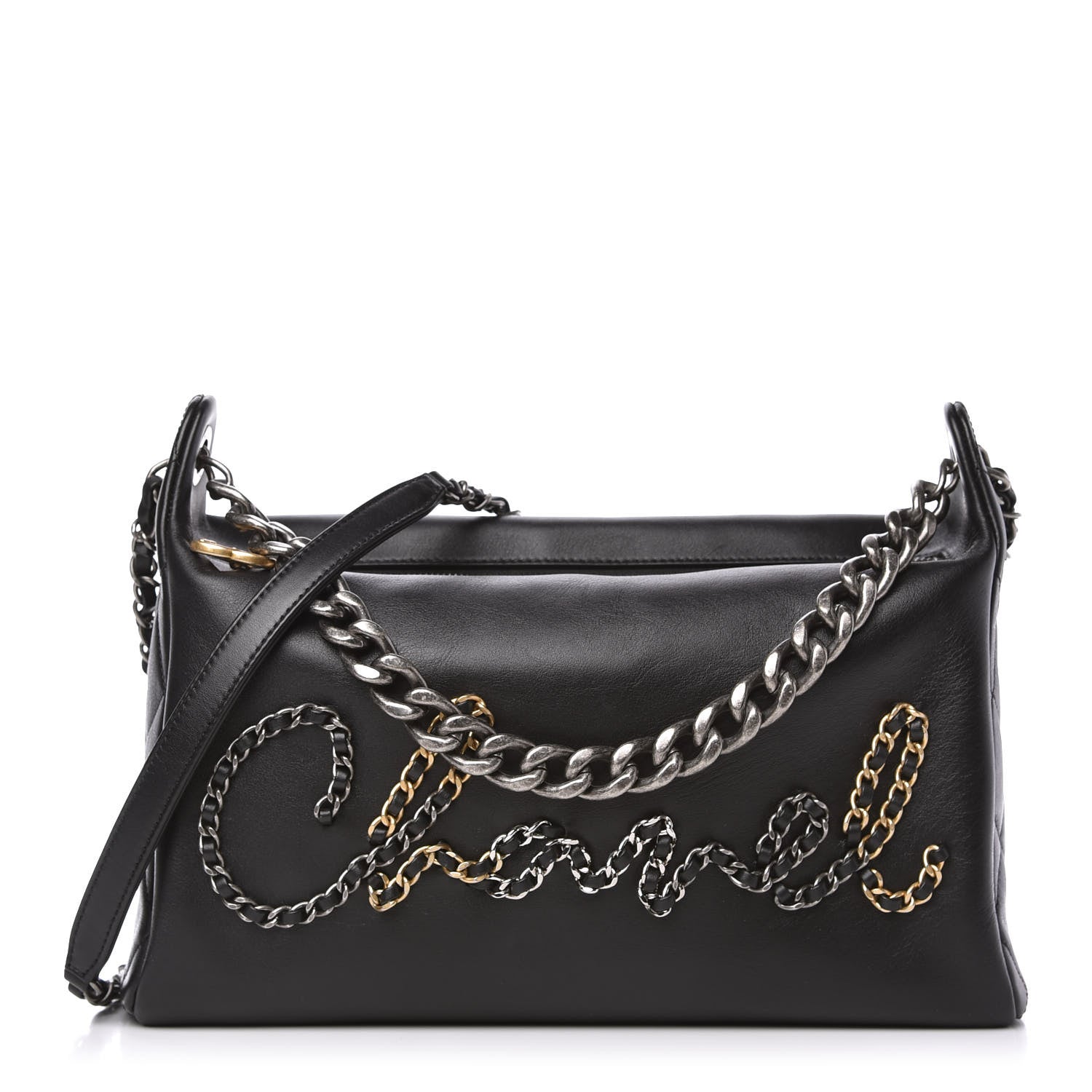 Chanel Calfskin Chain 20s Signature Hobo Black 1 of 11