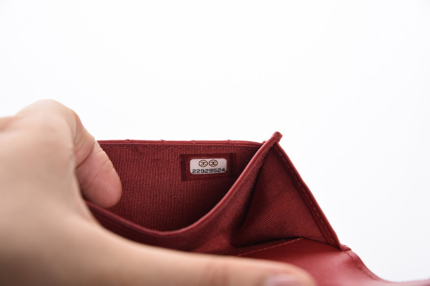 Calfskin Chevron Quilted Boy Card Holder Wallet Red