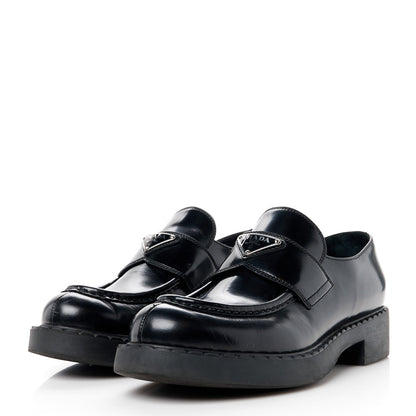 Prada Spazzolato Metal Triangle Logo 50mm Loafers 40.5 Black 3 of 11