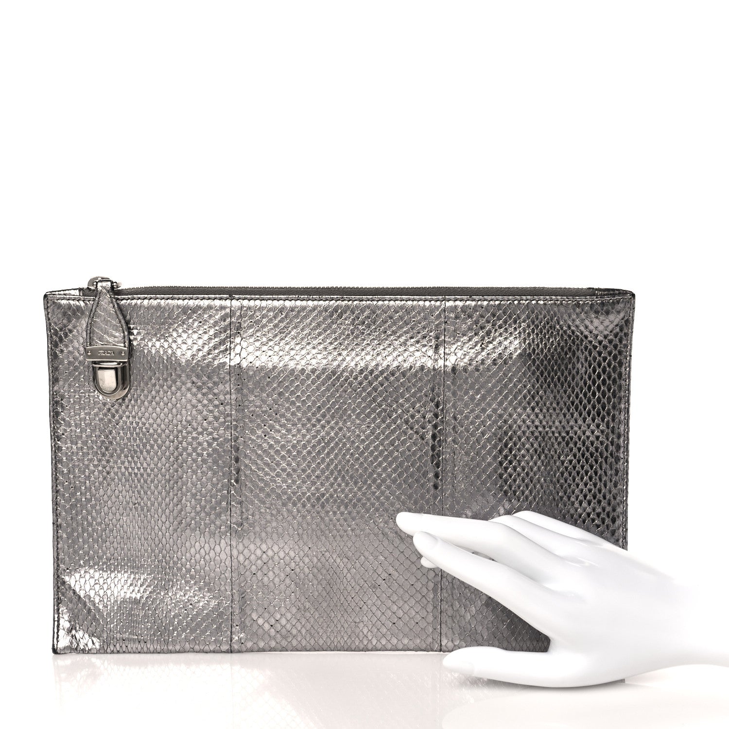 Prada Ayers Pouch Clutch Cromo 2 of 7