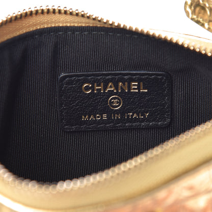 Chanel Metallic Calfskin Crocodile Embossed Cocodile Small Cosmetic Case Gold 6 of 8