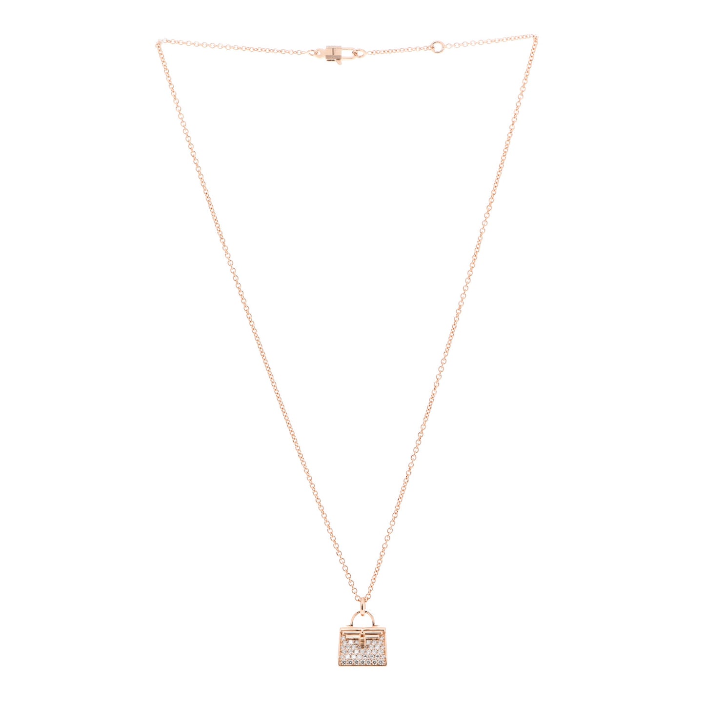 18K Rose Gold Diamond Kelly Amulettes Pendant Necklace