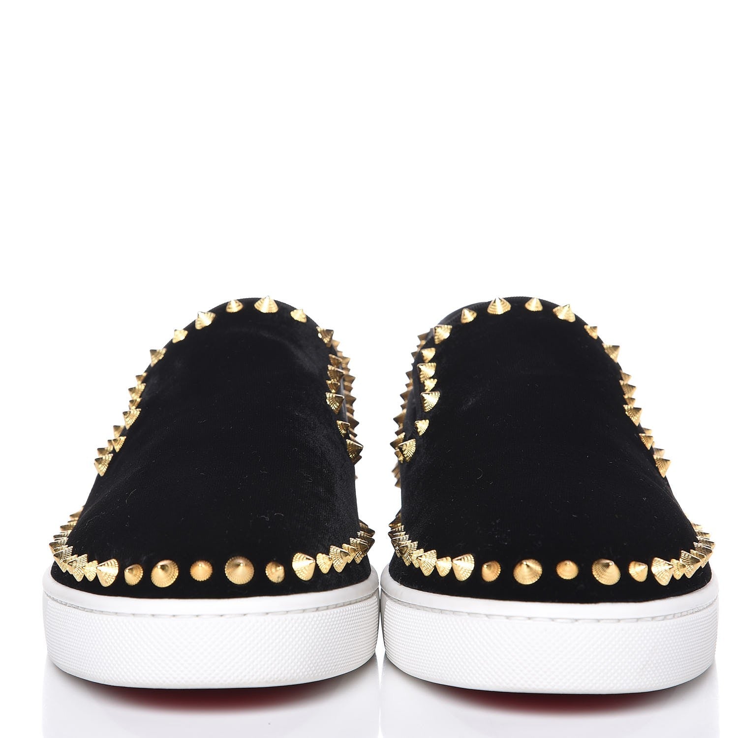 Christian Louboutin Mens Velvet Spikes Pik Boat Sneakers 41 Black 3 of 8