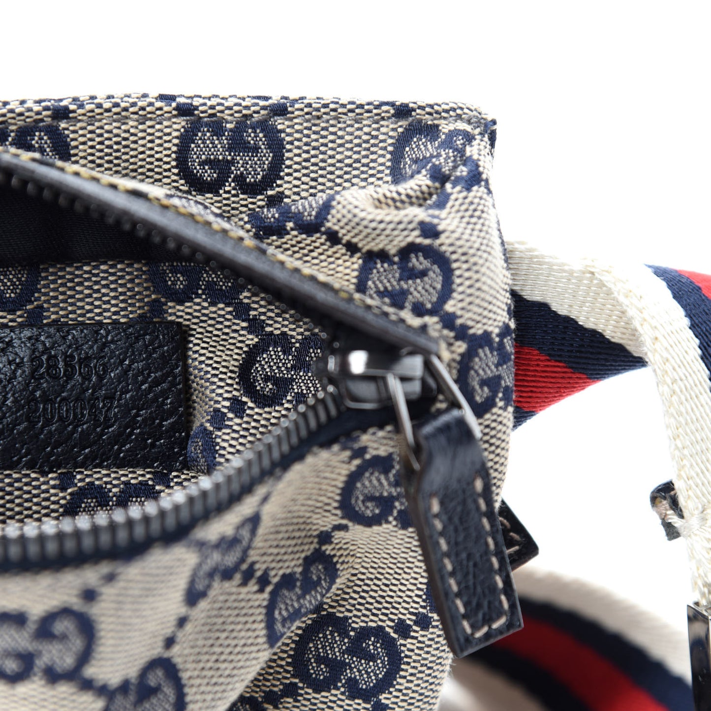 GG Monogram Web Double Pocket Belt Bag Navy