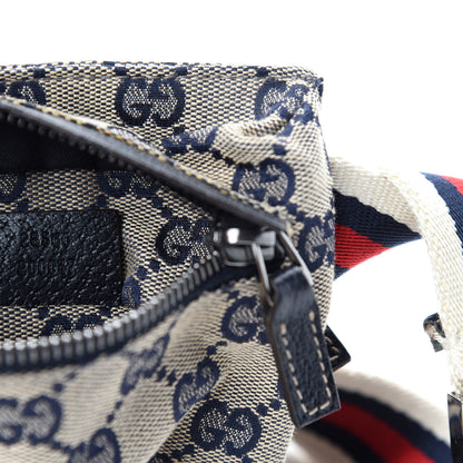 Gucci GG Monogram Web Double Pocket Belt Bag Navy 10 of 11