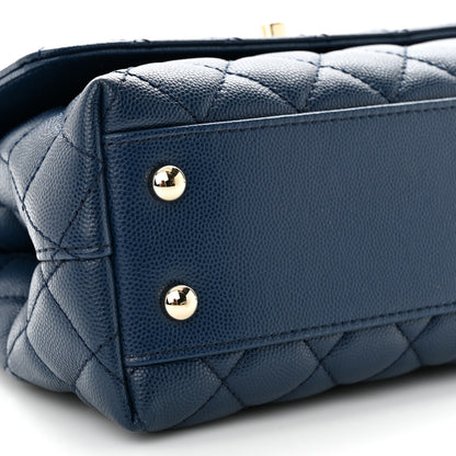 Chanel Caviar Quilted Lizard Embossed Mini Coco Handle Flap Navy Blue 9 of 13