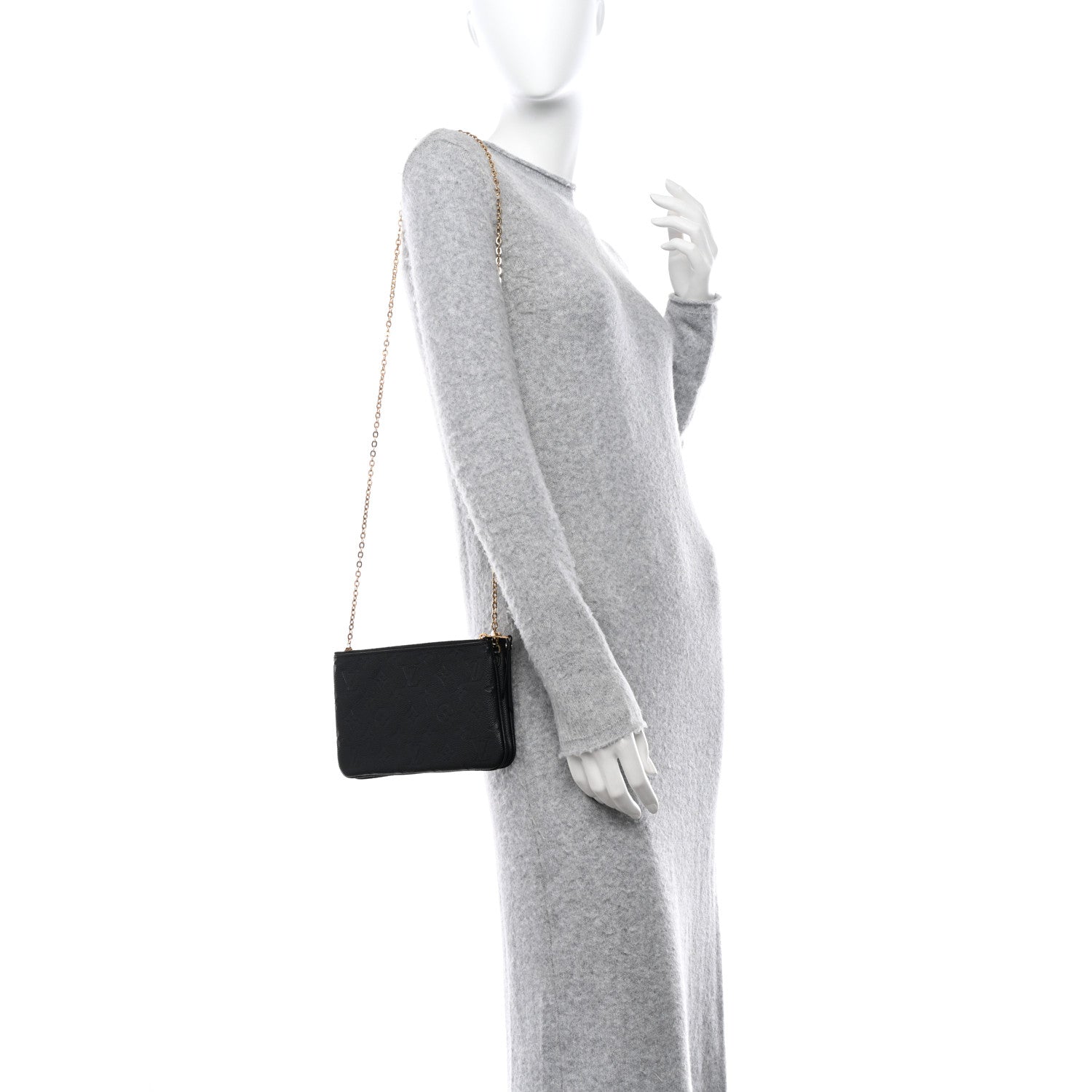 Louis Vuitton LOUIS VUITTON Empreinte Double Zip Pochette Black 2 of 10