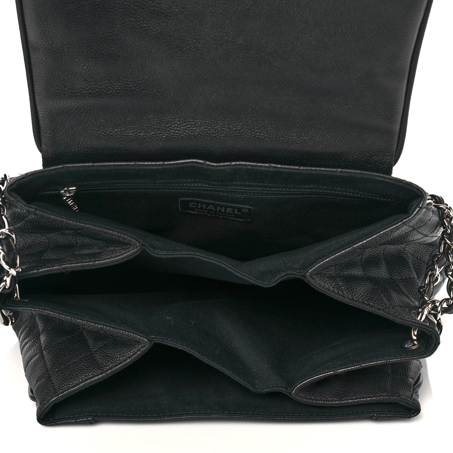 Caviar Quilted Timeless Accordion Flap Black
