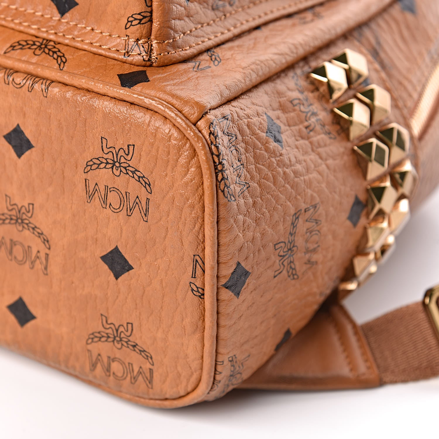 MCM Visetos Side Stud Mini Stark Backpack Cognac 10 of 11