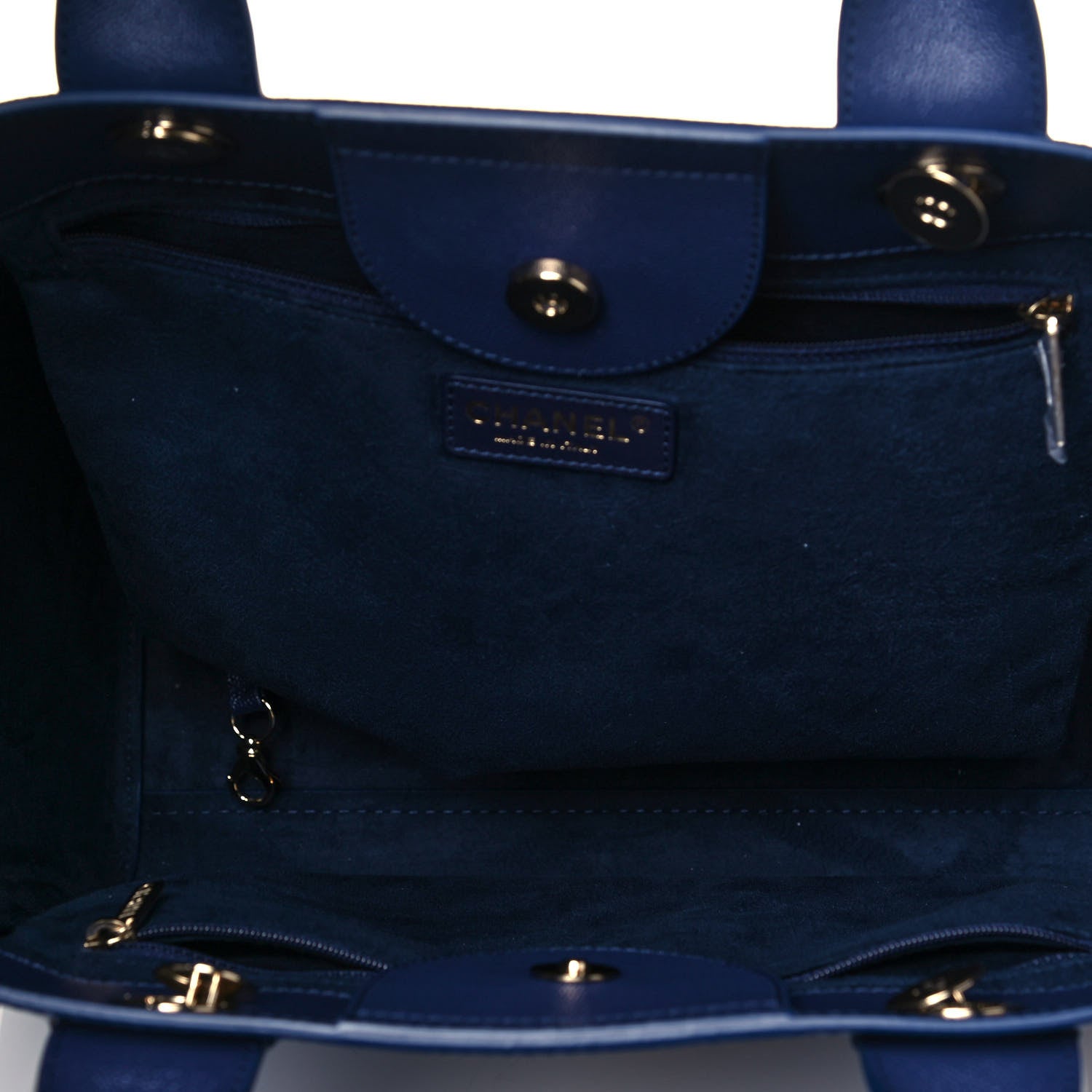Chanel Caviar Small Studded Deauville Tote Navy 5 of 9