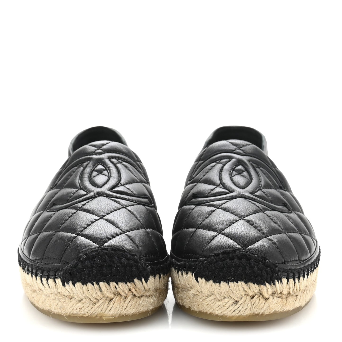 Lambskin Quilted CC Espadrilles 38 Black