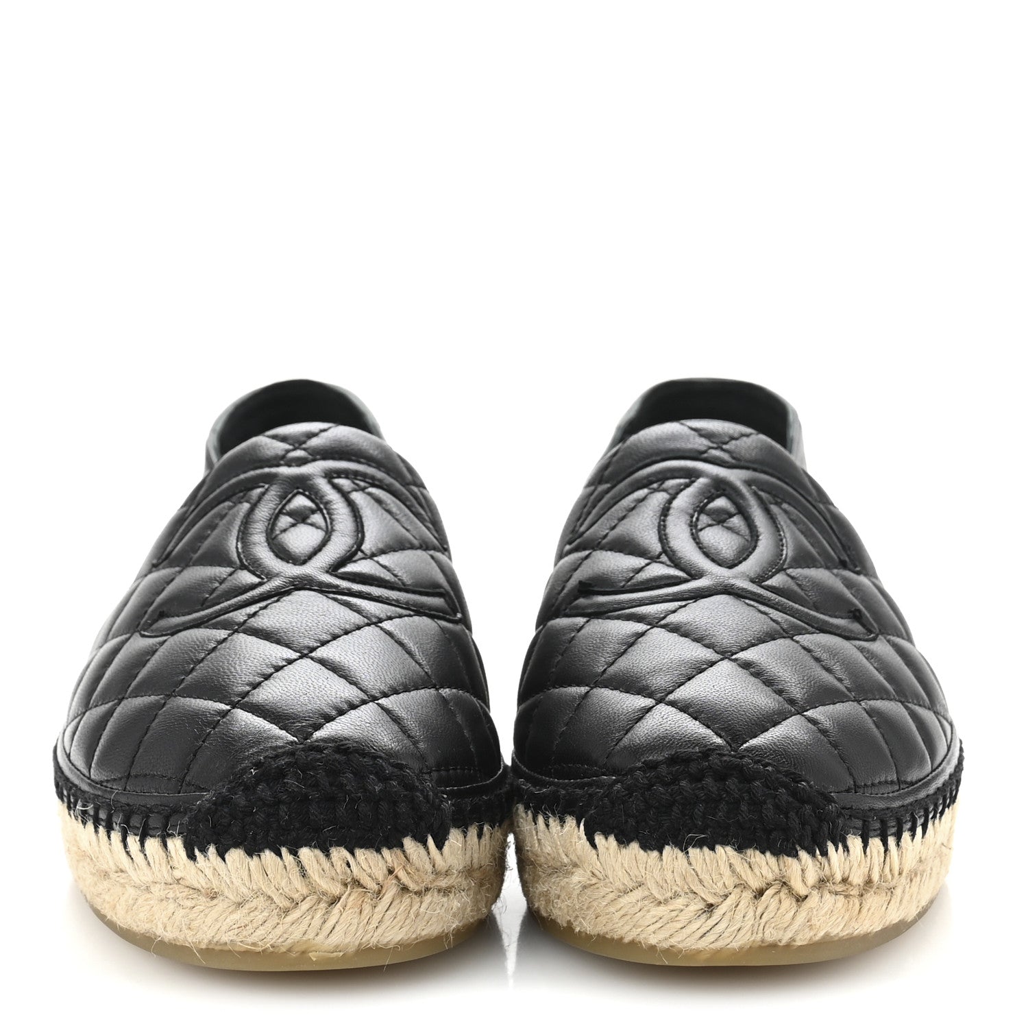 Chanel Lambskin Quilted CC Espadrilles 38 Black 3 of 11