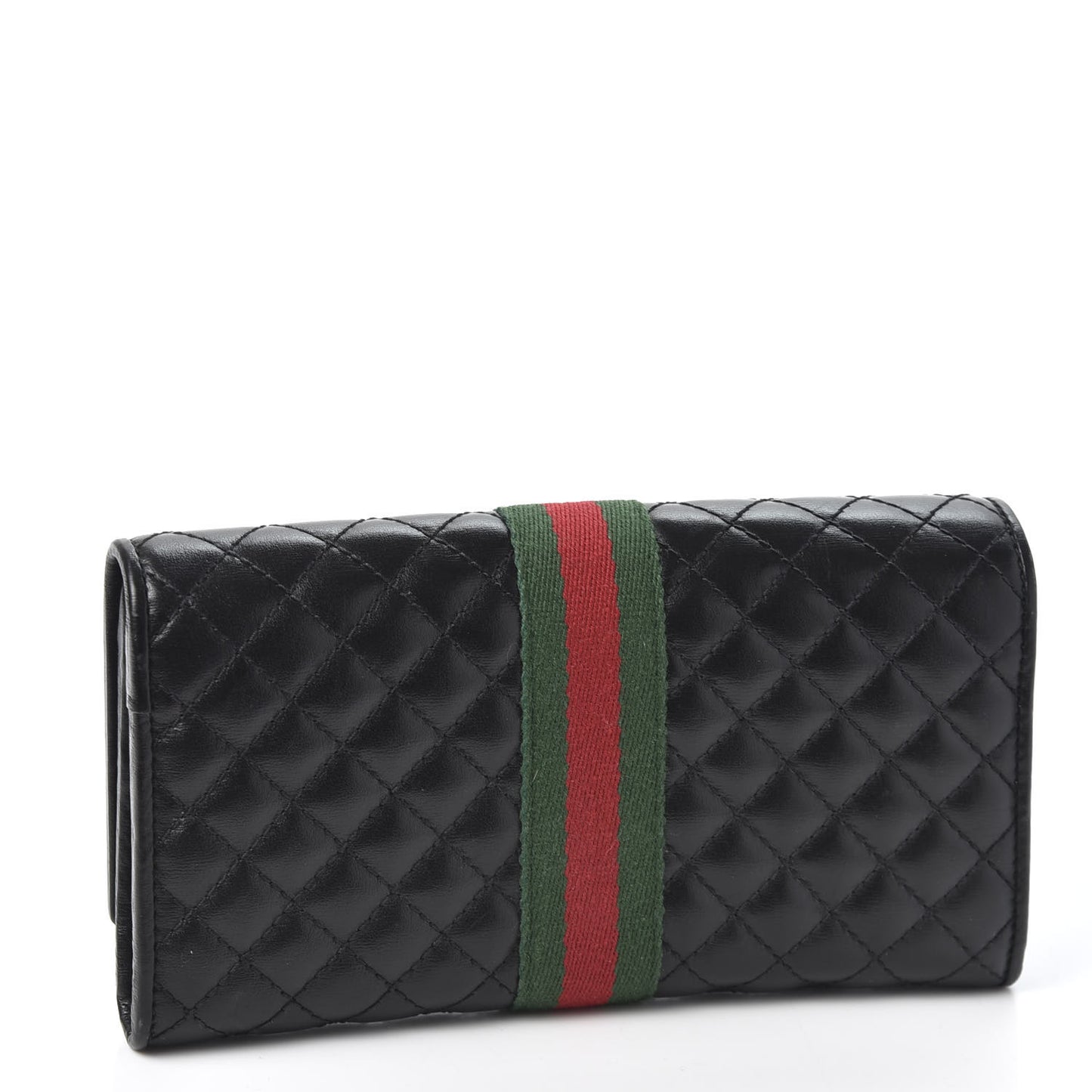 Calfskin Web Trapuntata GG Continental Wallet Black