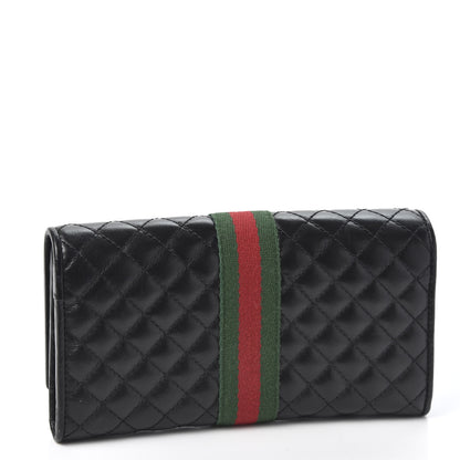 Gucci Calfskin Web Trapuntata GG Continental Wallet Black 2 of 8