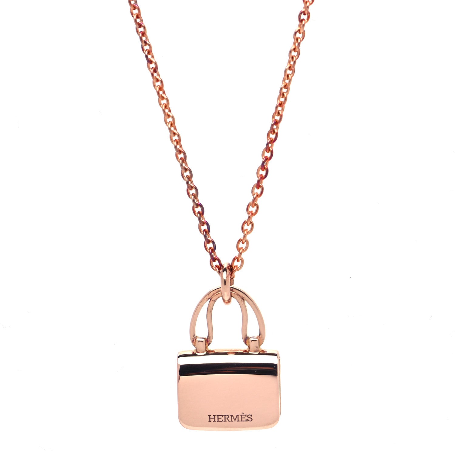 Hermes 18K Rose Gold Diamond Constance Amulettes Pendant Necklace 4 of 7