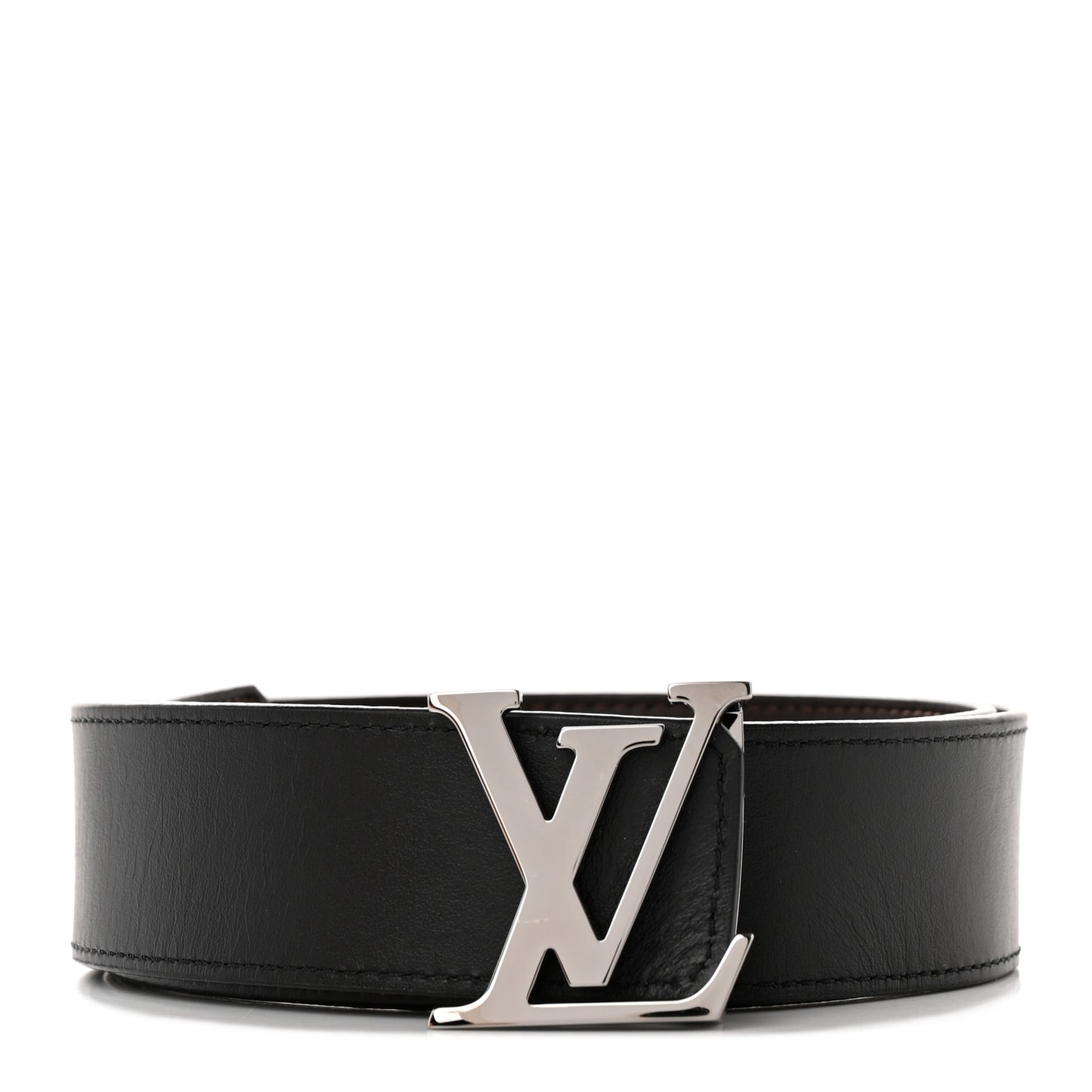 Calfskin 40mm LV Initiales Reversible Belt Dark 90 36 Dark Brown Black