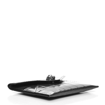 Alexander McQueen Calfskin Crocodile Embossed Skull Envelope Card Holder Grey 4 of 9