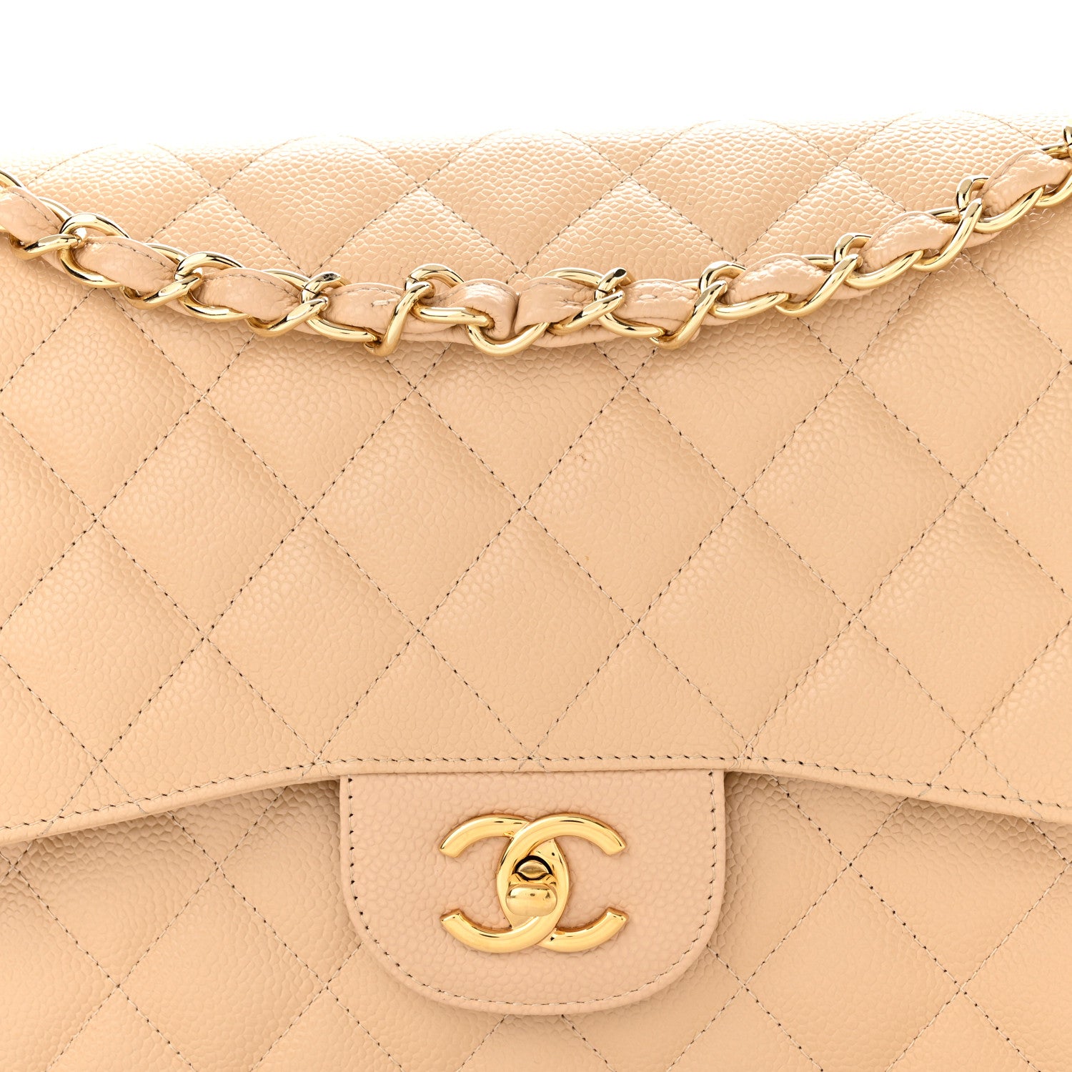 Chanel Caviar Quilted Jumbo Double Flap Light Beige 8 of 10