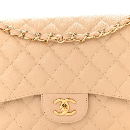 Chanel Caviar Quilted Jumbo Double Flap Light Beige 8 of 10