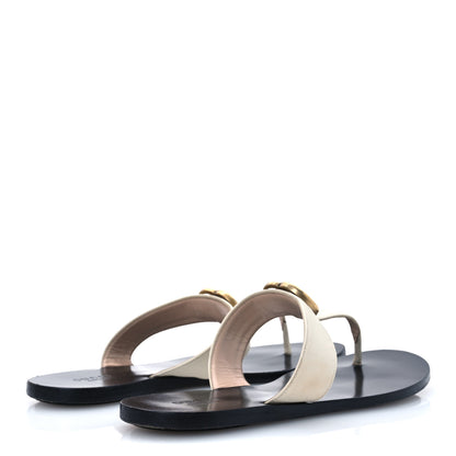 Gucci Calfskin GG Marmont Thong Sandals 38 Mystic White 5 of 12