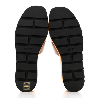 Hermes Calfskin Cork Eze 30 Sandals 39 Marron Glaise 5 of 9