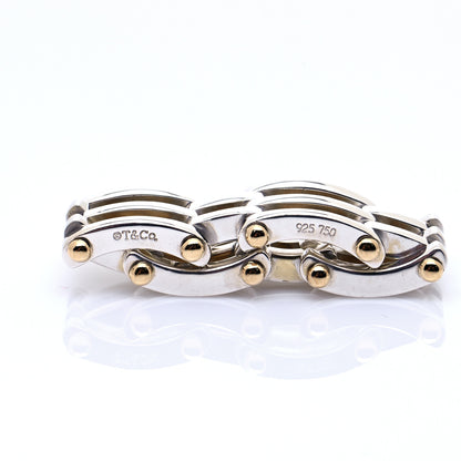 Tiffany Sterling Silver 18K Yellow Gold Gatelink Ring 53 6.5 5 of 6