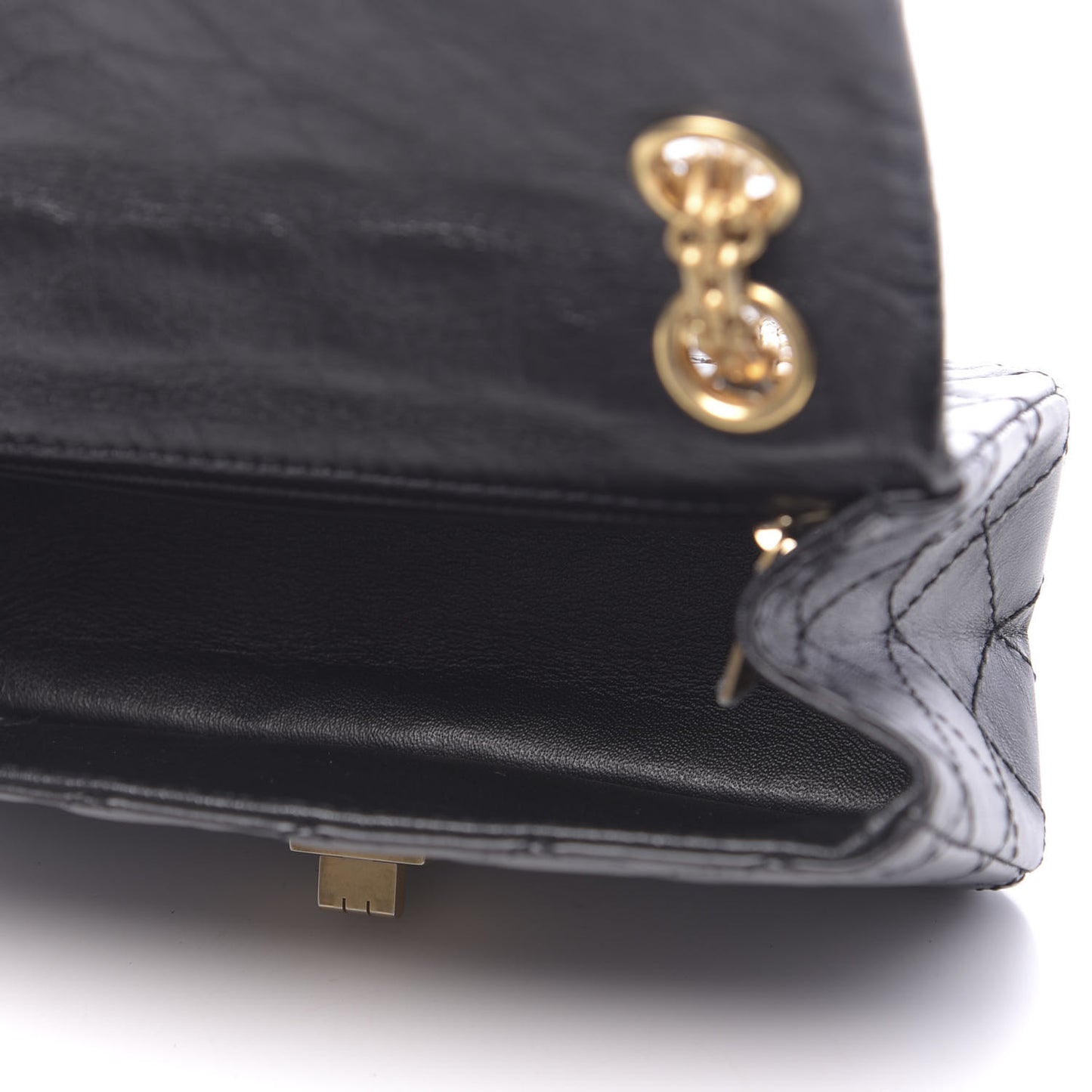 Aged Calfskin Quilted 2.55 Reissue Mini Flap Black