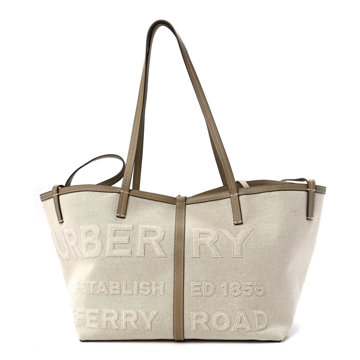 Burberry Cotton Canvas Mini Logo Horseferry Tote Bag Off White 3 of 15