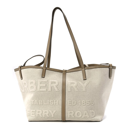 Burberry Cotton Canvas Mini Logo Horseferry Tote Bag Off White 3 of 15