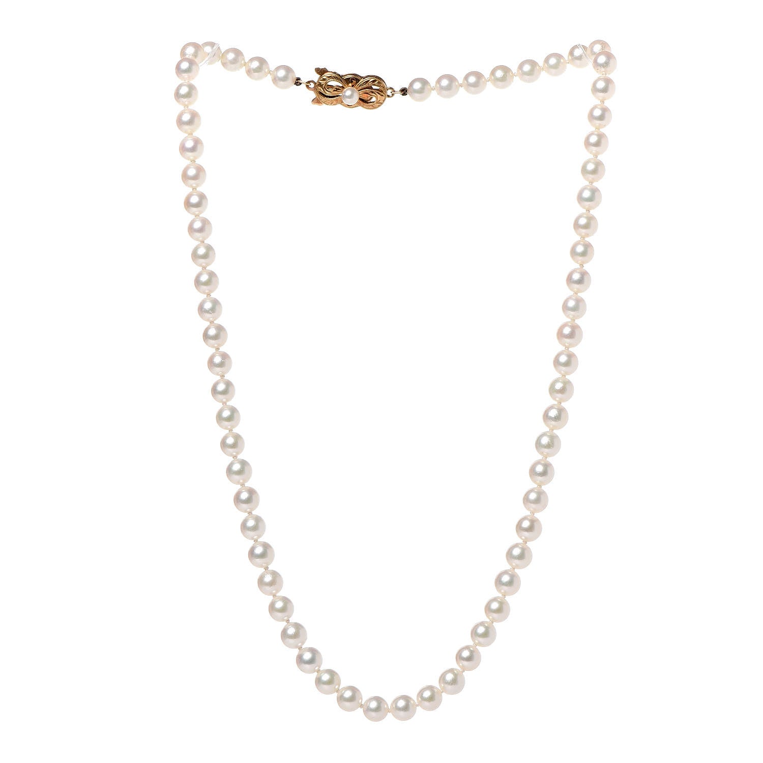 Mikimoto 18K Yellow Gold Akoya Pearl 5.5-6mm Strand Necklace 16.5" 9 of 12